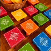 Wooden HandPainted Small 4x4 Inch Chawki Decorative Set of 5 Pc